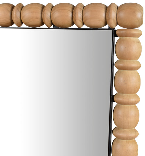 Elara 29" Bleached Acacia Wood Frame Mirror, 1 Piece