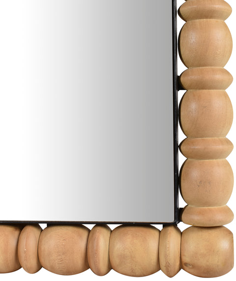Elara 29" Bleached Acacia Wood Frame Mirror, 1 Piece