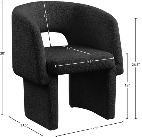 Nikki Black Boucle Fabric Dining Chair / Accent Chair C