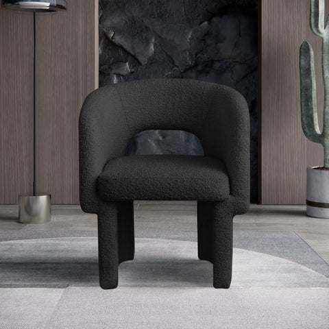 Nikki Black Boucle Fabric Dining Chair / Accent Chair C