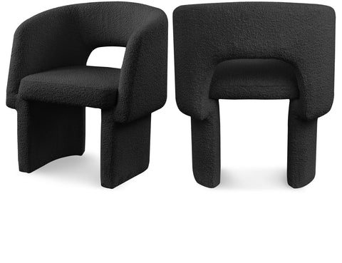 Alden Black Boucle Fabric Upholstered Dining / Accent Chair, 1 Piece