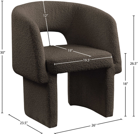 Nikki Brown Boucle Fabric Dining Chair / Accent Chair C