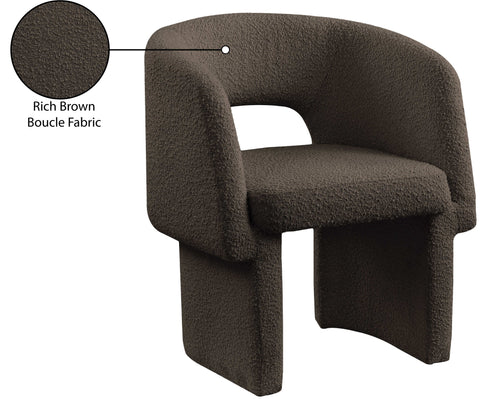 Nikki Brown Boucle Fabric Dining Chair / Accent Chair C