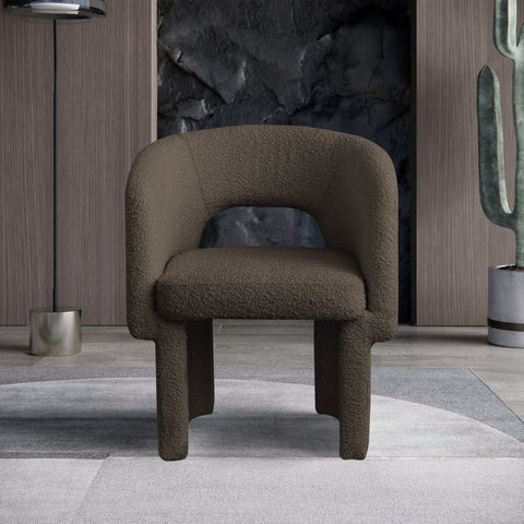 Nikki Brown Boucle Fabric Dining Chair / Accent Chair C