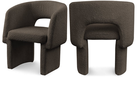 Alden Brown Boucle Fabric Upholstered Dining / Accent Chair, 1 Piece