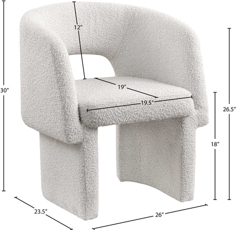 Nikki Cream Boucle Fabric Dining Chair / Accent Chair C