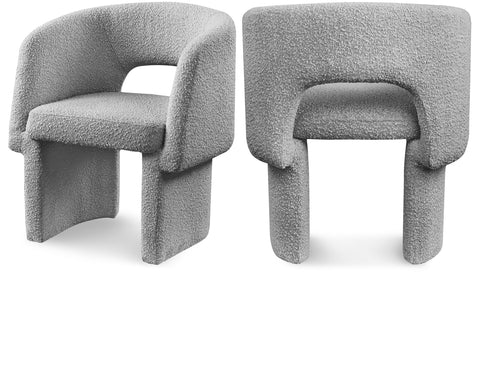 Alden Grey Boucle Fabric Upholstered Dining / Accent Chair, 1 Piece