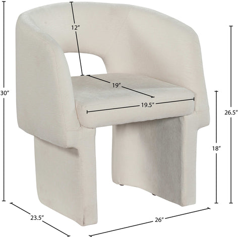 Nikki Cream Chenille Fabric Dining Chair / Accent Chair C