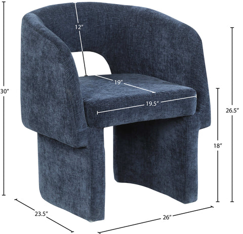 Nikki Navy Chenille Fabric Dining Chair / Accent Chair C