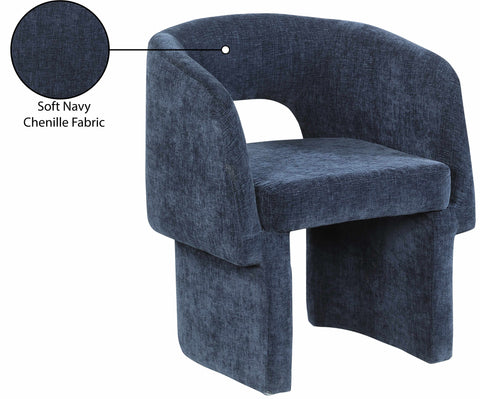 Nikki Navy Chenille Fabric Dining Chair / Accent Chair C