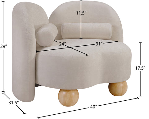 Camden Beige Chenille Fabric Upholstered Chair, 1 Piece