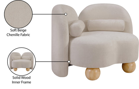 Camden Beige Chenille Fabric Upholstered Chair, 1 Piece