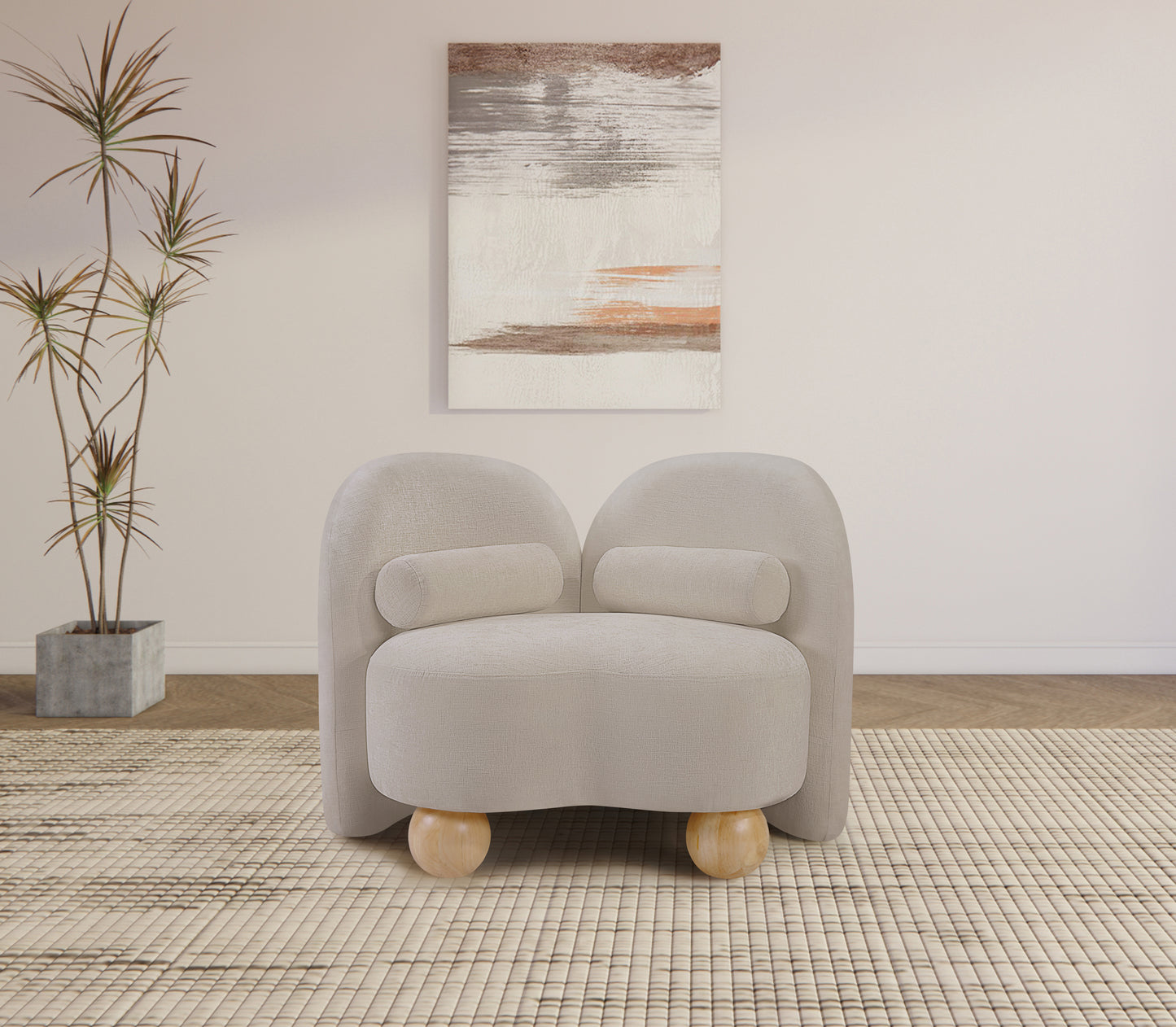 harlow beige chenille fabric chair