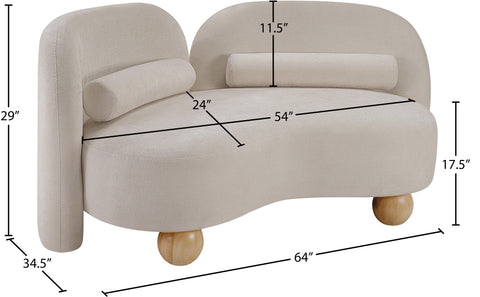 Camden 64" Beige Chenille Fabric Upholstered Loveseat, 1 Piece