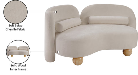 Camden 64" Beige Chenille Fabric Upholstered Loveseat, 1 Piece