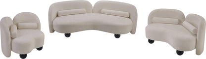 Harlow Beige Chenille Fabric Loveseat