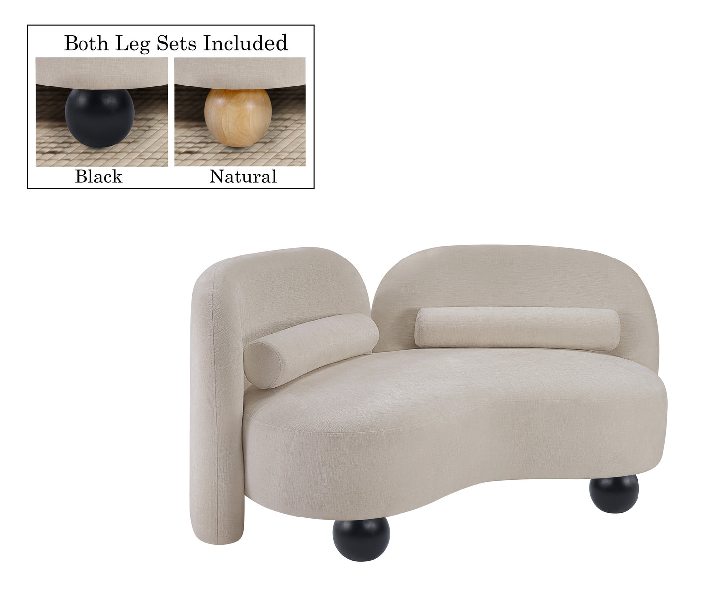 harlow beige chenille fabric loveseat