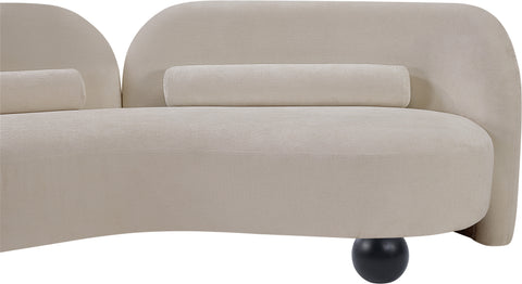 Camden 64" Beige Chenille Fabric Upholstered Loveseat, 1 Piece