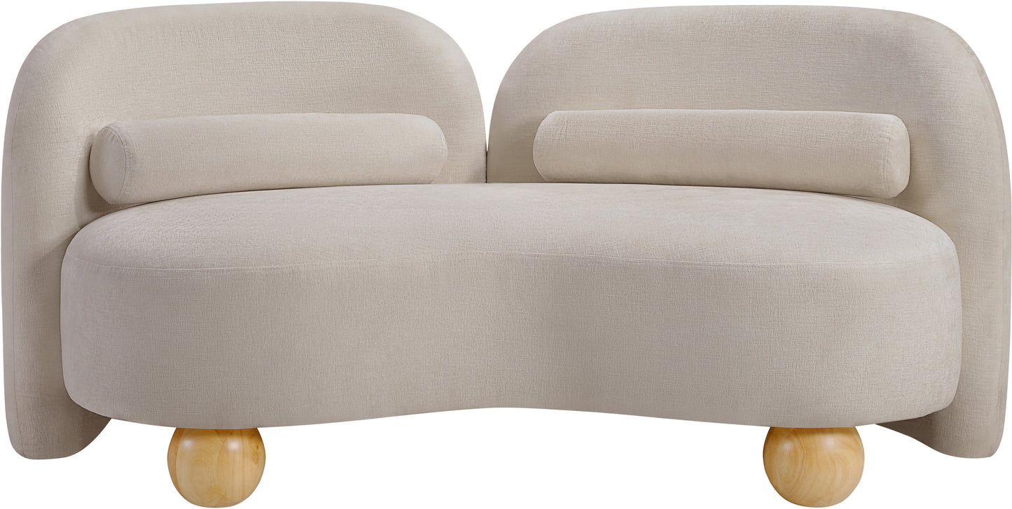 harlow beige chenille fabric loveseat