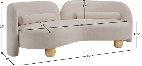 Camden 89" Beige Chenille Fabric Upholstered Sofa, 1 Piece