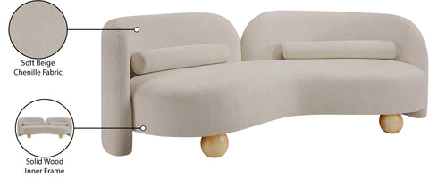 Camden 89" Beige Chenille Fabric Upholstered Sofa, 1 Piece