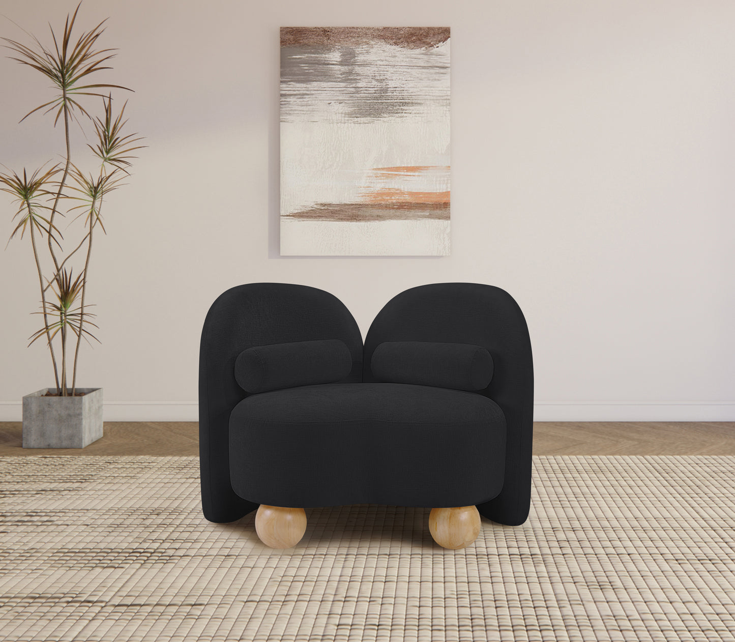 harlow black chenille fabric chair