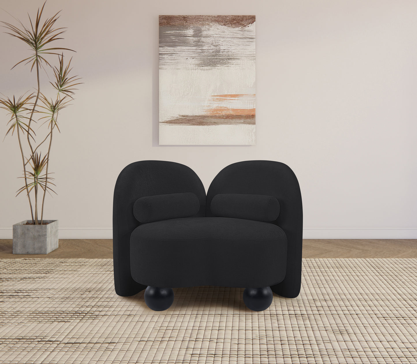 harlow black chenille fabric chair