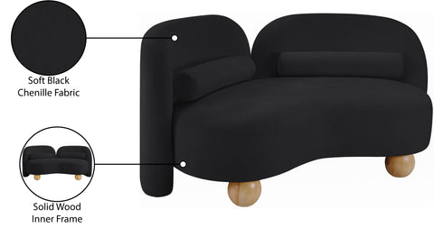 Camden 64" Black Chenille Fabric Upholstered Loveseat, 1 Piece
