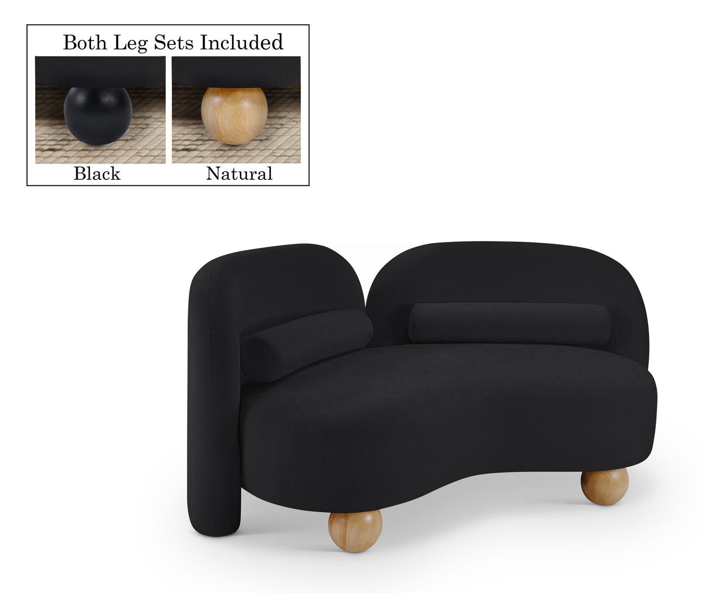 harlow black chenille fabric loveseat