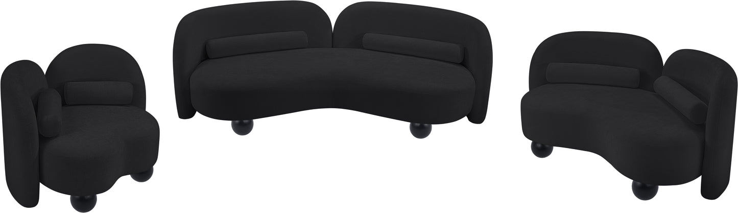 harlow black chenille fabric loveseat