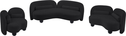 Harlow Black Chenille Fabric Loveseat