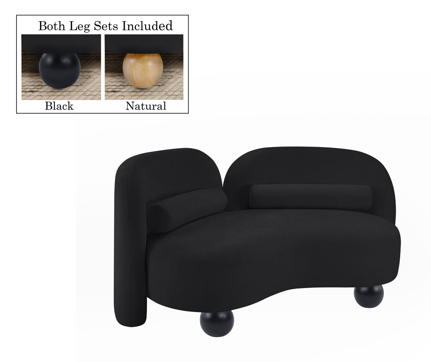 harlow black chenille fabric loveseat