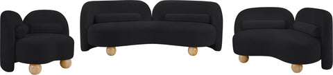 Camden 64" Black Chenille Fabric Upholstered Loveseat, 1 Piece