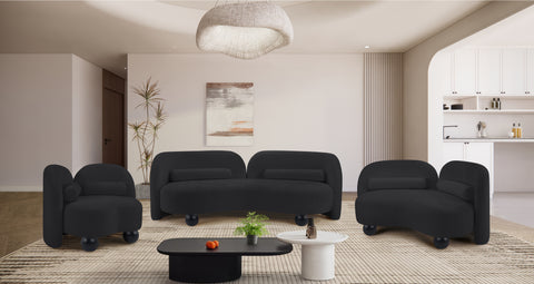 Camden 64" Black Chenille Fabric Upholstered Loveseat, 1 Piece