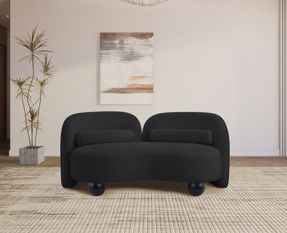 Harlow Black Chenille Fabric Loveseat