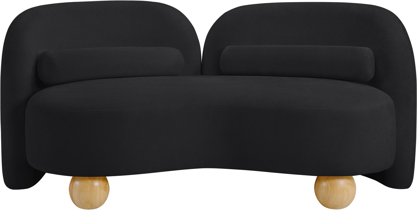 harlow black chenille fabric loveseat