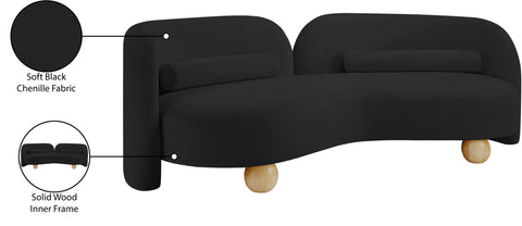 Camden 89" Black Chenille Fabric Upholstered Sofa, 1 Piece