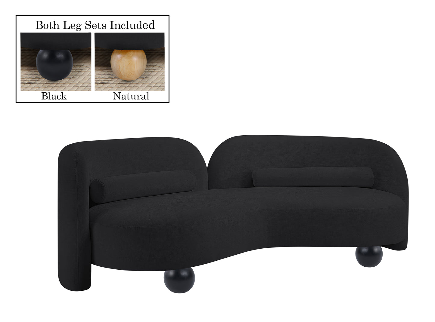 harlow black chenille fabric sofa