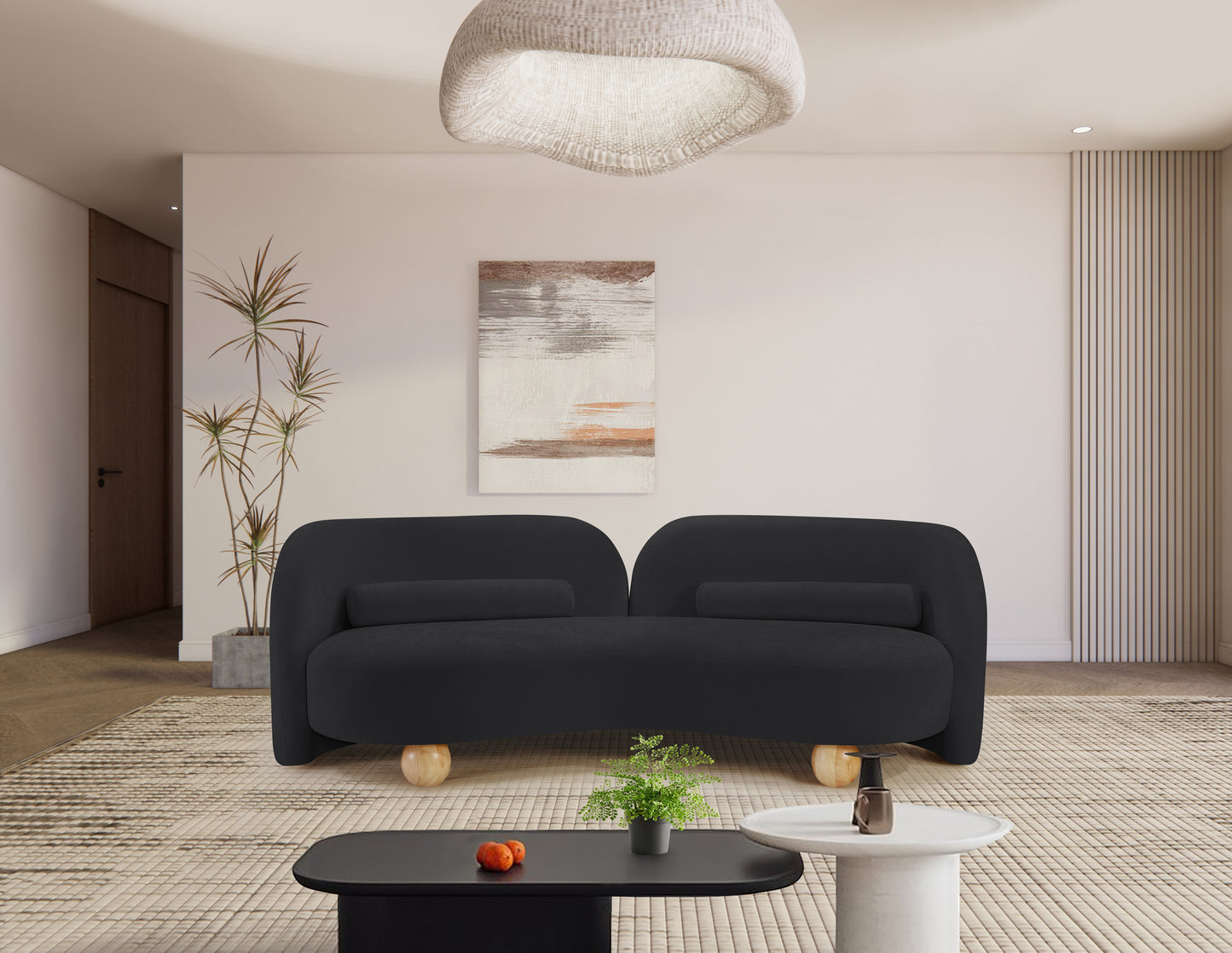 harlow black chenille fabric sofa