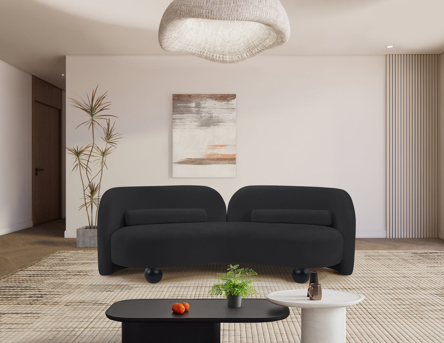 harlow black chenille fabric sofa