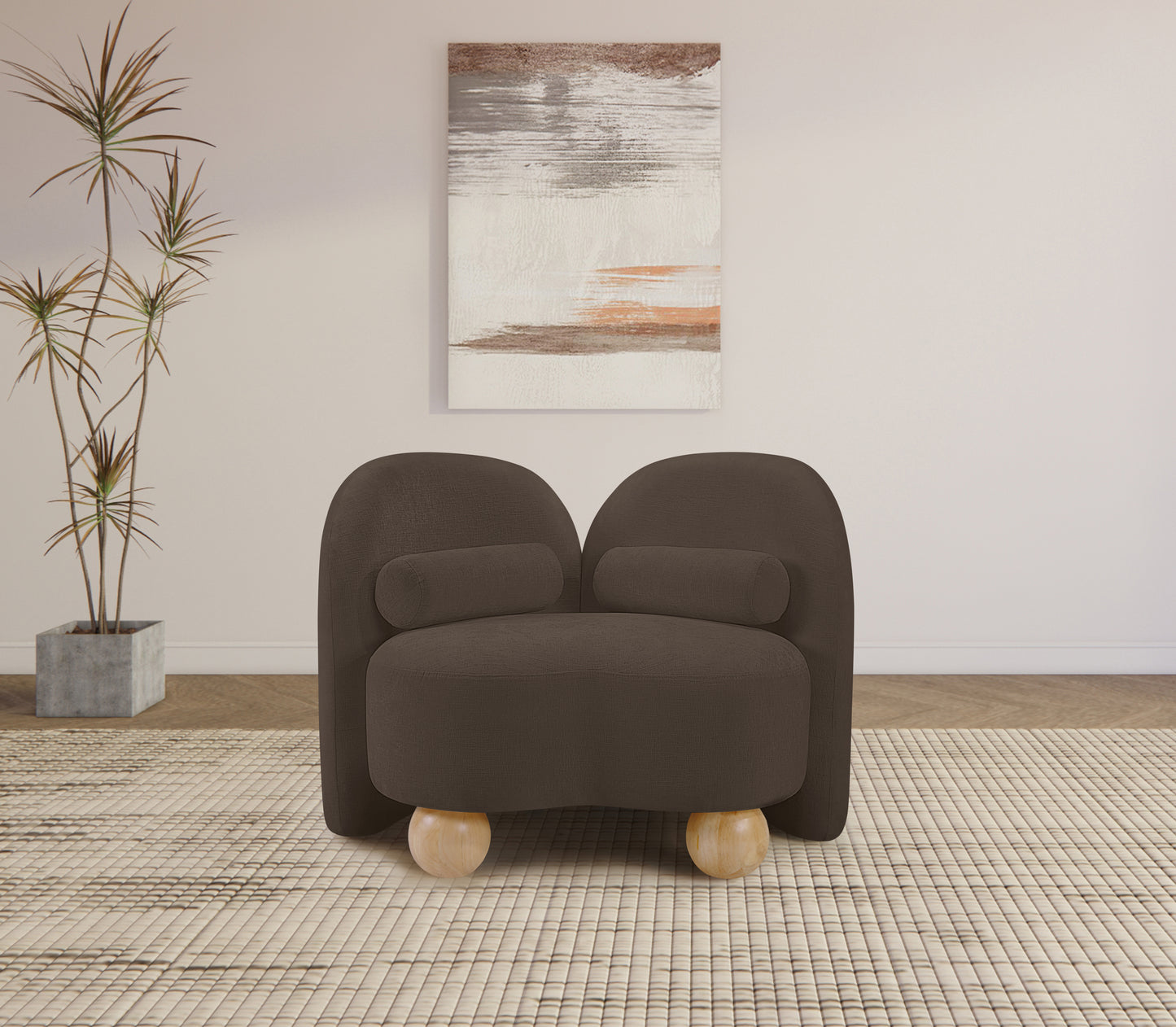 harlow brown chenille fabric chair