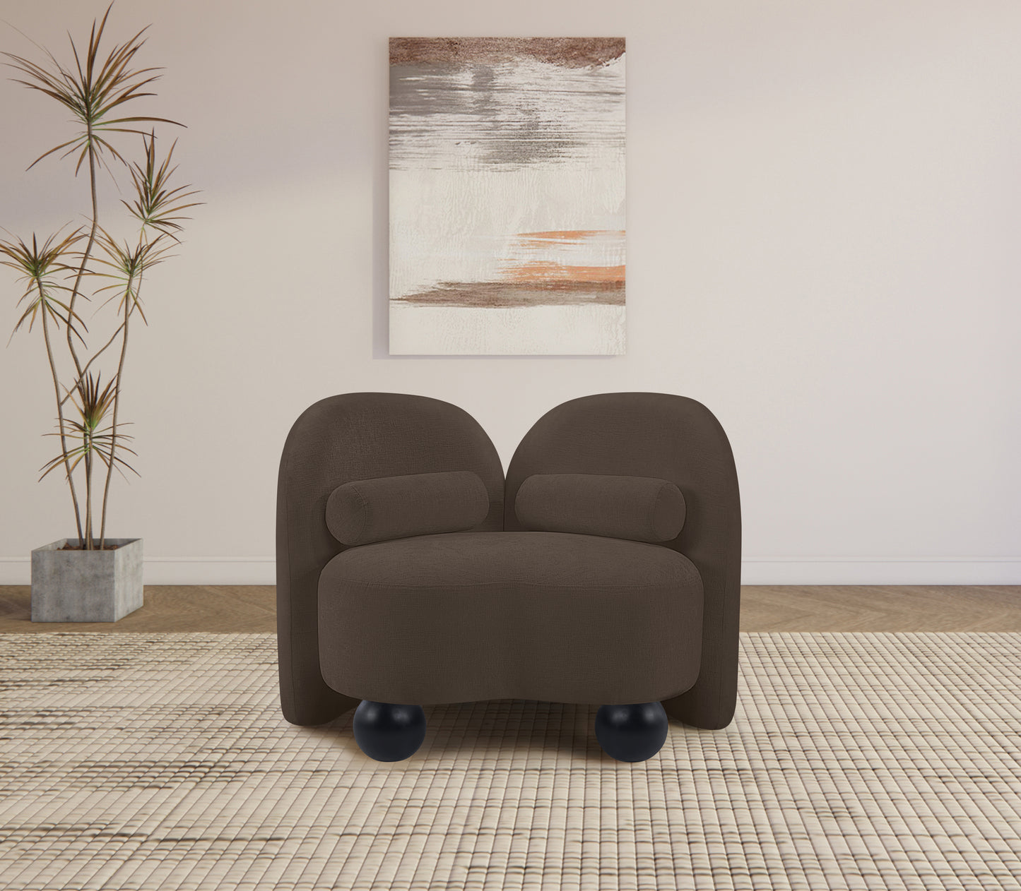 harlow brown chenille fabric chair