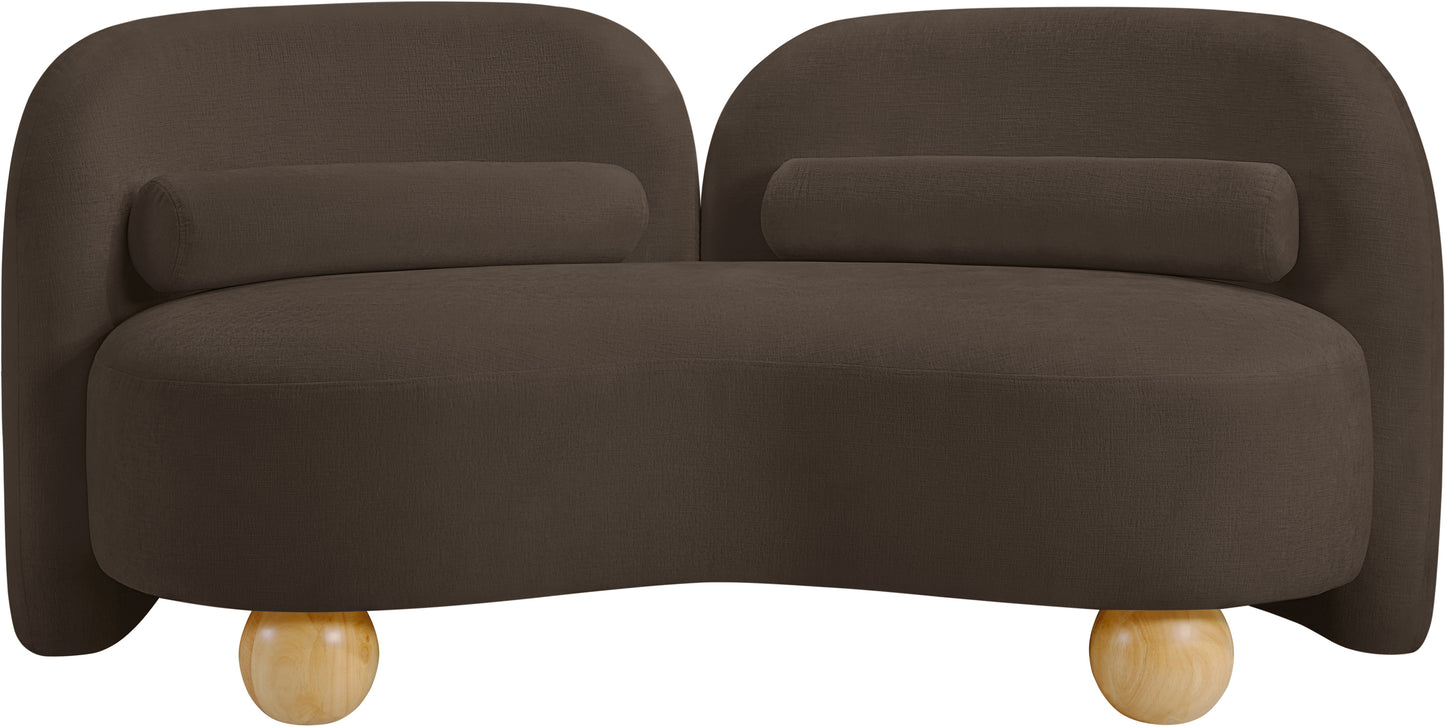 harlow brown chenille fabric loveseat