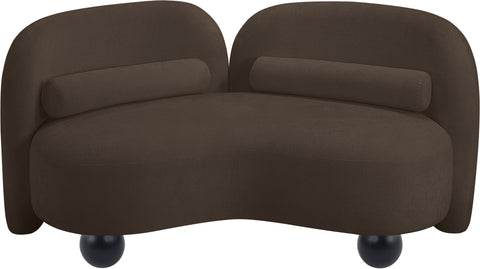 Harlow Brown Chenille Fabric Loveseat