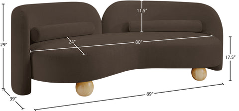 Camden 89" Brown Chenille Fabric Upholstered Sofa, 1 Piece