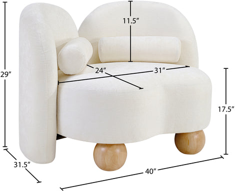 Camden Cream Chenille Fabric Upholstered Chair, 1 Piece