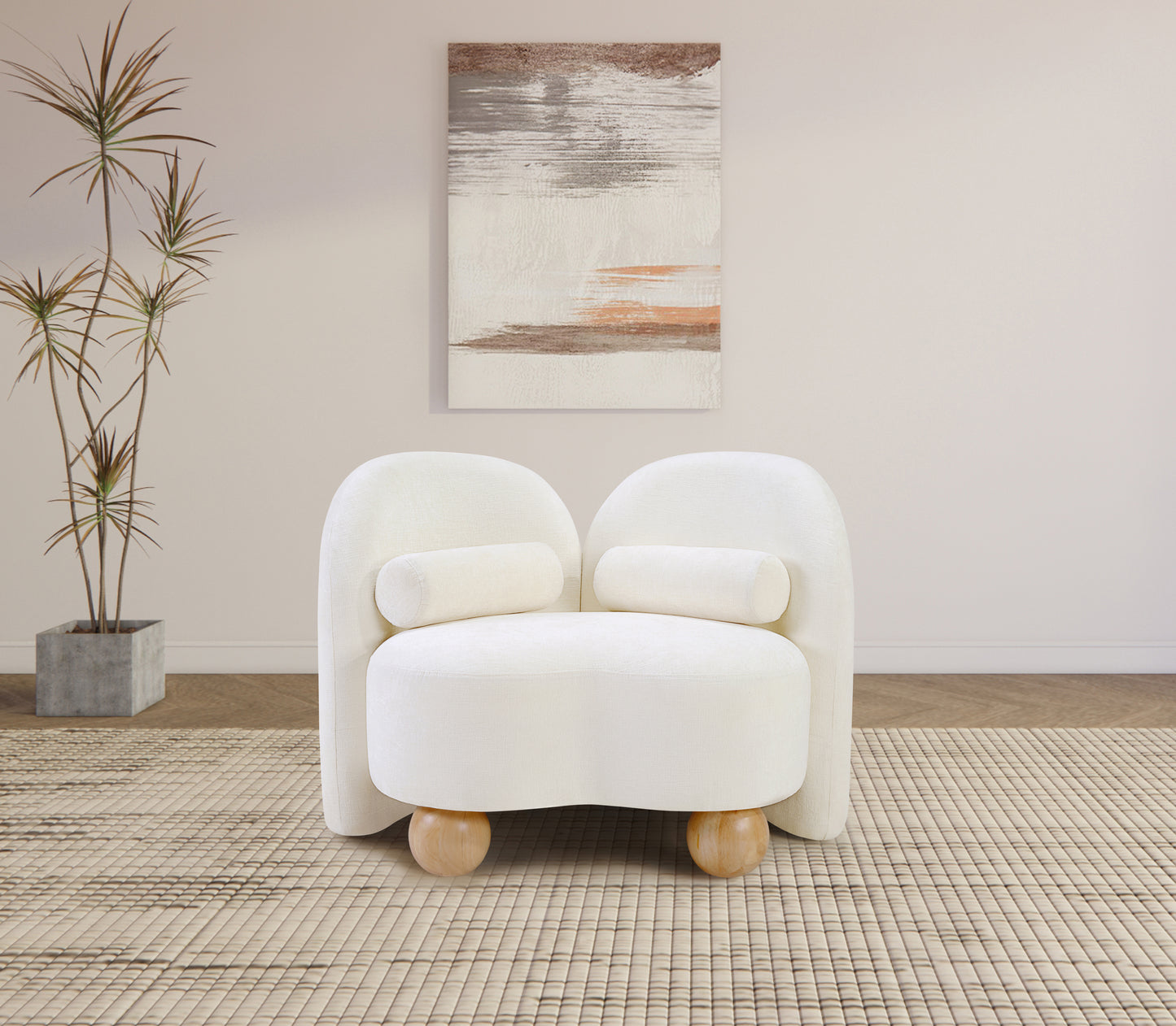 harlow cream chenille fabric chair