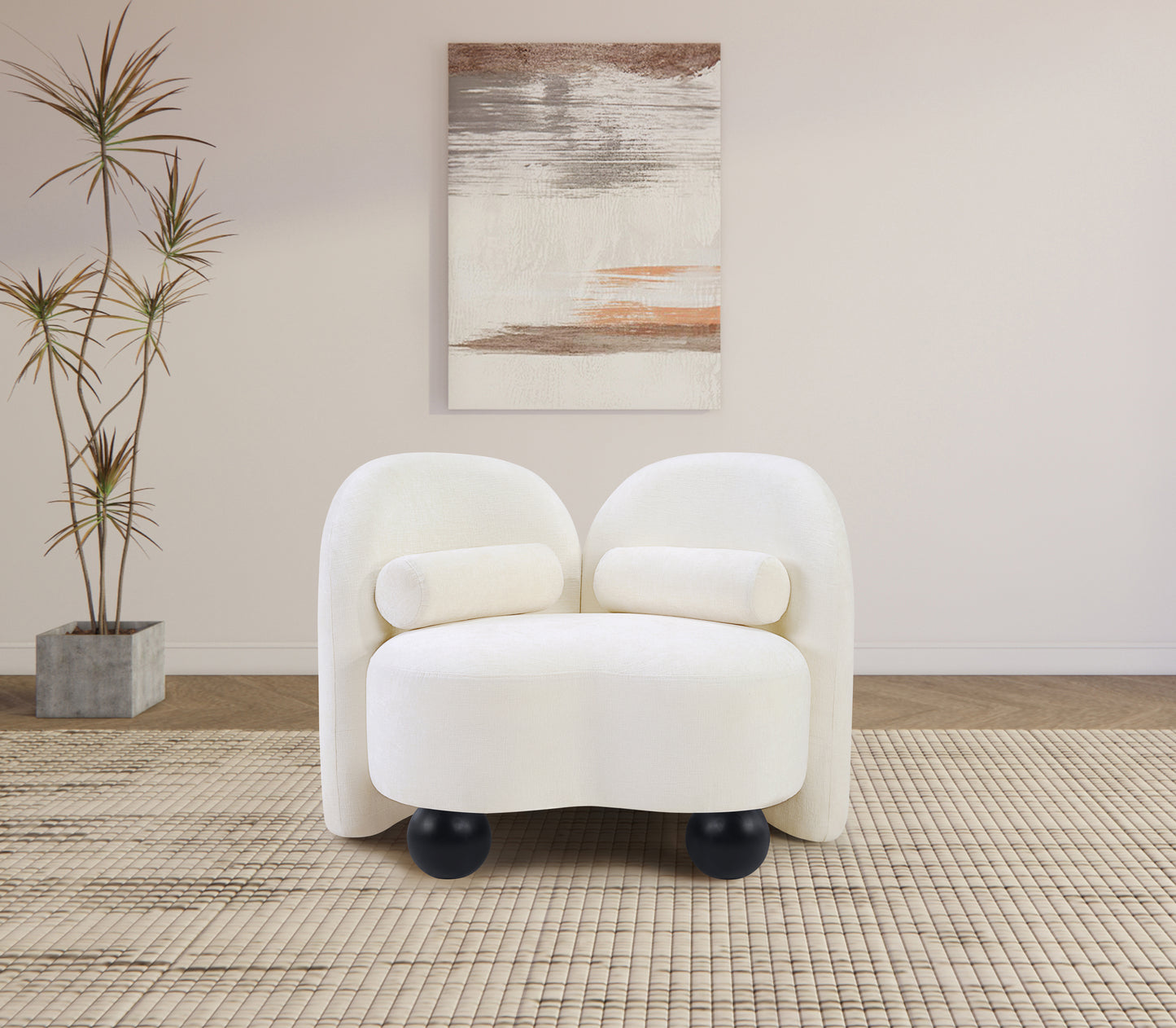 harlow cream chenille fabric chair