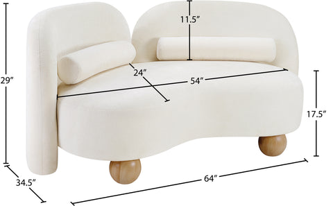 Camden 64" Cream Chenille Fabric Upholstered Loveseat, 1 Piece