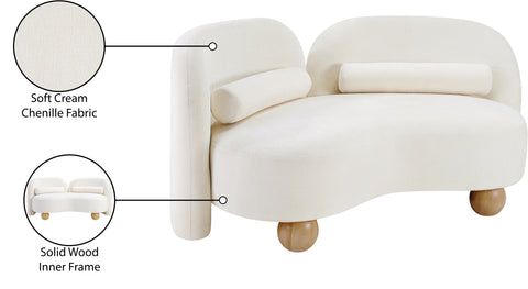 Camden 64" Cream Chenille Fabric Upholstered Loveseat, 1 Piece